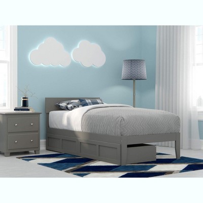 AFI Furnishings Boston Twin Bed with 2 Drawers in Grey