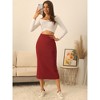 INSPIRE CHIC Women's Elastic High Waist Slit Hem Stretchy Ribbed Knit Bodycon Midi Skirts - 3 of 4