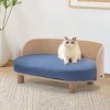 Corgi 26" Wide Small Dog Bed with Removable Cover,Velvet Cushion With Solid Wood legs and Bent Wood Back-The Pop Home - 2 of 4