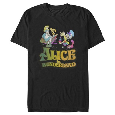 Men's Alice In Wonderland Alice And Mad Hatter Party T-shirt - Black ...