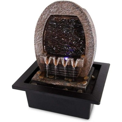 Decorative Tabletop LED Water Fountain for Soothing Ambiance with Calming Water Flow, Indoor/Outdoor Use, Elegant Black Design
