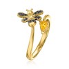 Ross-Simons 0.10 Carat Citrine and .20 ct. t.w. Black Spinel Bumblebee Bypass Ring in 18kt Gold Over Sterling - 3 of 4