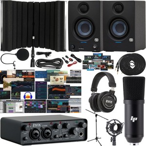 2×2 USB Audio Interface Home Studio Bundle – 24‑bit/96 kHz Interface, Condenser Mic, Monitors, Headphones & Shield - 1 of 4