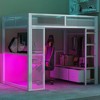 Full Size Metal Gaming Loft Bed with Desk, Open Wardrobe and 3 Linen Storage Drawers - 3 of 4