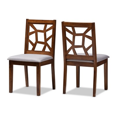 Set of 2 Abilene Walnut Finished Dining Chair Gray/Walnut Brown - Baxton Studio