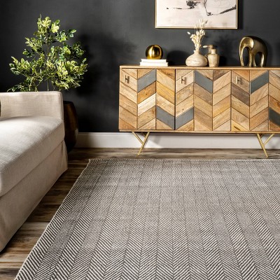 Gray Herringbone Handwoven Cotton 4' x 6' Rug