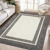 Indoor Modern Bordered Solid Color Area Rugs Ultra Soft Washable Low Pile Non Slip Carpet for Living Room Bedroom Thin Floor Mat - 3 of 4