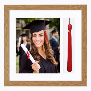 Americanflat 13x13 Graduation Frame with tempered shatter-resistant glass - 2 Opening Mat Displays 8"x10" Diploma or Certificate - 1 of 4