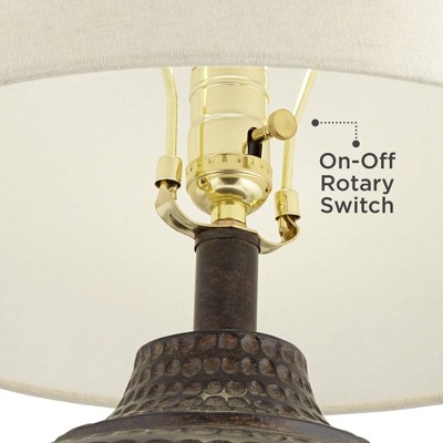 Earthen Brown Hammered Base Table Lamp with Oatmeal Shade