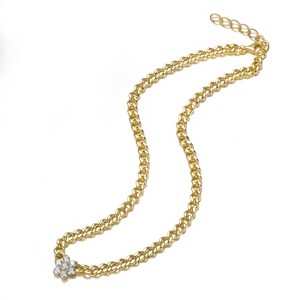 Guili 14K Gold Plated Flower Bloom Necklace with Clear Cubic Zirconia Features a Delicate Floral Design for a Sparkling, Elegant Touch - 1 of 2