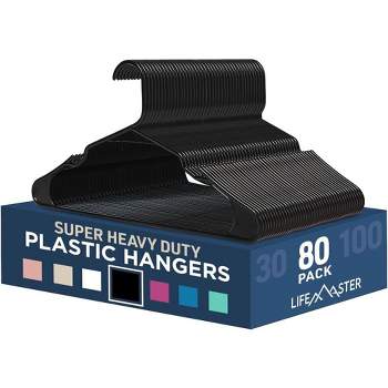 LifeMaster Black Plastic Clothes Hangers Set - Space-Saving and Non-Slip.
