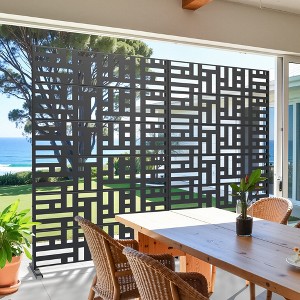 Wooakway 72"H Outdoor Metal Privacy Screen Freestanding Patio Decorative Screens Border Fencing Garden Trellis Room Divider - 1 of 4