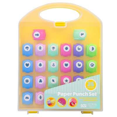 Colorful Mini Paper Punch Set with Carry Case - 26 Pieces