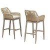 PURPLE LEAF Outdoor Rattan Bar Stools Set of 2 Modern Boho Aluminum Patio Bar Height Chair with Cushion for Garden Outdoor and Indoor - 2 of 4