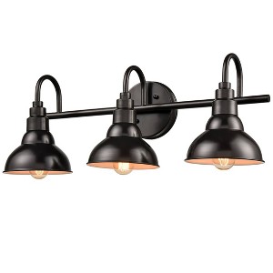 Claxy Farmhouse Bath Vanity Wall Light 3-Light Barn Sconce Oil Rubbed Bronze - 1 of 4