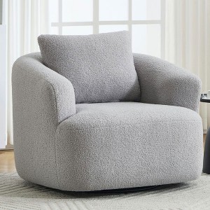 Resenkos 360 Swivel Accent Chair, Plush Teddy Fleece Upholstery with Included Pillow - No Assembly Required, - 1 of 4