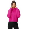 Women's Cropped Hooded Top Casual Zip Front Long Sleeve Sweatshirt with Pockets Rose Red L - 2 of 4
