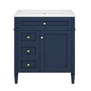 TiramisuBest 30" Bathroom Vanity with Top Sink, Modern Storage Cabinet with 2 Drawers & Tip-Out Drawer, Single Sink Vanity - 1 of 4
