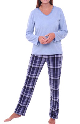 ADR Women's Plush Fleece Pajamas Set, Button Down Winter PJ Set Red  Christmas Plaid Medium