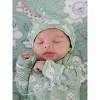 RuffleButts SoftSnooze Newborn Knotted Sleep Gown & Hat Set - Sage Safari, Newborn-3m - 3 of 4