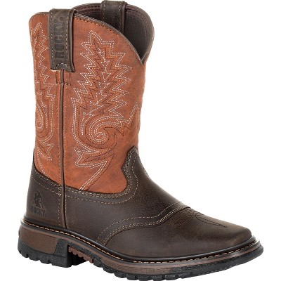 Kids Brown Rocky Big Kids' Ride Flx Western Boot Size 3.5 : Target