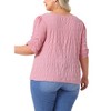 Agnes Orinda Women's Plus Size Notch V Neck Ruffle Short Sleeve Pleated Casual T-Shirts - 4 of 4