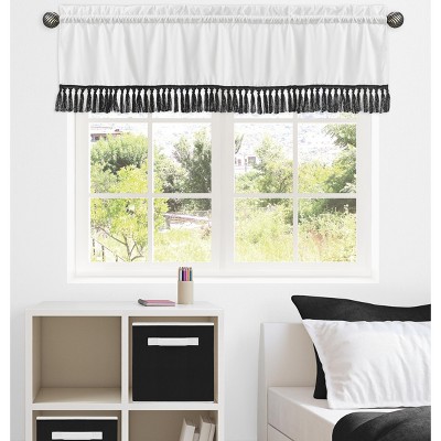 Black and White Boho Stitch Rod Pocket Window Valance