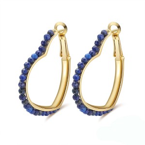 Heart Hoop Earrings for Women Blue Lapis Gold Plated Sterling Silver Ginger Lyne Collection - 1 of 4