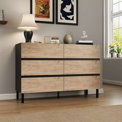 ORRD 9-Drawer Modern Storage Cabinet, Handleless 45° Design, Metal Legs, Minimalist Sideboard for Living Room or Entryway