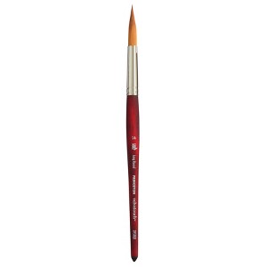 Princeton Velvetouch Long Round Brush, Synthetic Bristles, Short Handle Mixed Media Paintbrush, Scarlet, Size 14, 1 Count - 1 of 4