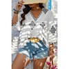 I AM A FASHION JUNKY Plus V Neck Geometric Printed Embroidered Peplum Shirt - 2 of 4