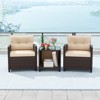 Tangkula 3-Piece Patio Furniture Set PE Rattan Conversation Set w/ Glass Coffee Table Outdoor - 2 of 4
