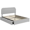 Bed Frame with Storage Headboard, Girls Bed Frame with 2 Drawers, Boucle Upholstered Platform Bed with Bookcase - 3 of 3