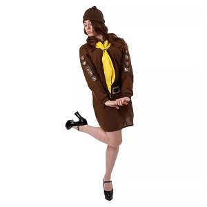 Girl's Brownie Uniform Adult Costume Small - 1 of 4