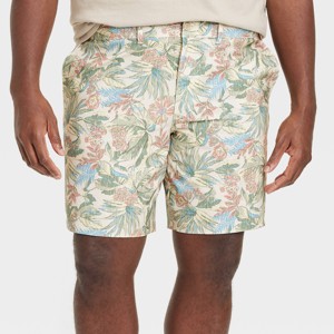 Men's 9" Leaf Print Hybrid Swim Shorts - Goodfellow & Co™ Dark Green - 1 of 3