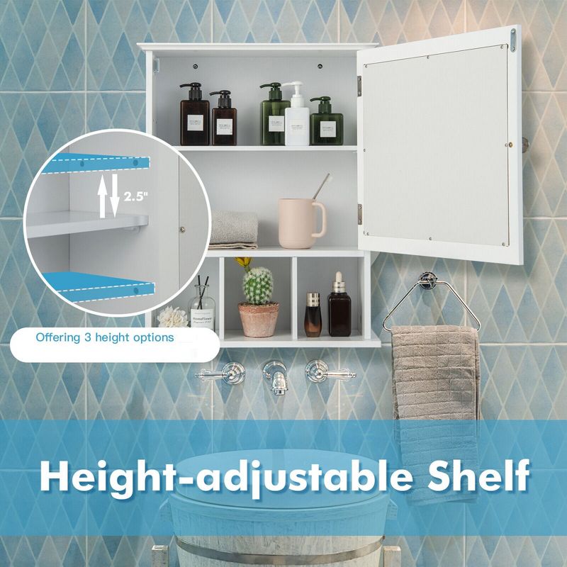 Tangkula Mirrored Medicine Cabinet Bathroom Wall Mounted Storage W/Adjustable Shelf, 5 of 10