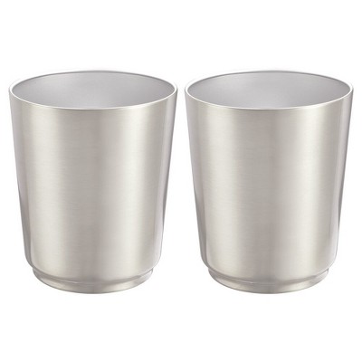 iDesign Stainless Steel Round Bathroom Trash Can - Set of 2 - Brushed