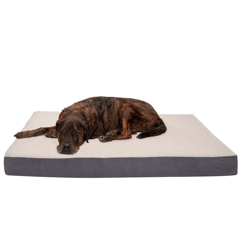 FurHaven Faux Sheepskin & Suede Deluxe Orthopedic Mattress Dog Bed, 1 of 6