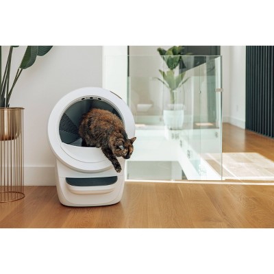 White Automatic Self-Cleaning Cat Litter Box with Step