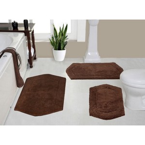 Waterford Collection Tufted Bath Rug, Extra Soft and Absorbent, Non-Slip Bath Mats, Machine Washable bath rugs for Bathroom, 3 Piece Set, Chocolate - 1 of 4