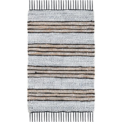 Mod-Chic Gray and Natural Handwoven Cotton-Cowhide Area Rug - 2' x 3'