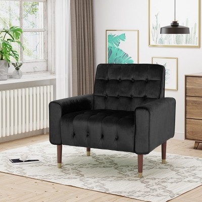 Sapphtopaz 1pc Accent Chair with Tufted Back Lounge Chair Living Room Chair Comfy Chair for Living Room Bedroom Studio, Black