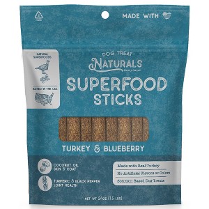 Dog Treat Naturals Superfood Sticks - Turkey & Blueberry, 24oz, Natural, USA - 1 of 4
