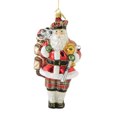 Huras 7.25" Hole In One Santa Ornament Golf Plaid Scot Club  -  Tree Ornaments