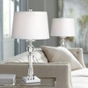 Vienna Full Spectrum Modern Table Lamps 25" High Set of 2 Twisted Crystal Glass Column White Drum Shade for Living Room Family Bedroom - 2 of 4