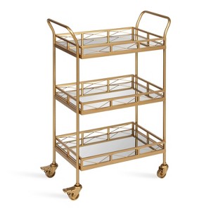 Kate and Laurel Ketia Rectangle Metal Bar Cart, 23x13x35, Gold - 1 of 4