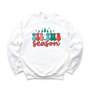 Simply Sage Market Women's Graphic Sweatshirt Retro Tis The Season Trees - 1 of 2