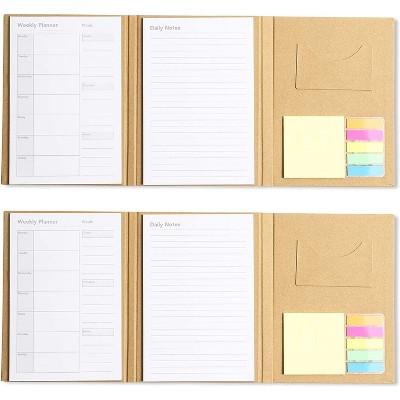 2-Pack Set of Planner Notebook To-do List and Weekly Planner Notebook, Sticky Notes Included