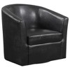Leatherette and Wood Swivel Armchair with Retro Barrel Back, 360¡ã Rotation and Sloping Arms - 2 of 4