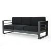 Christopher Knight Home Cape Coral 76" Outdoor Aluminum 3 Seater Sofa with Tray, Dark Gray/Gray - 4 of 4